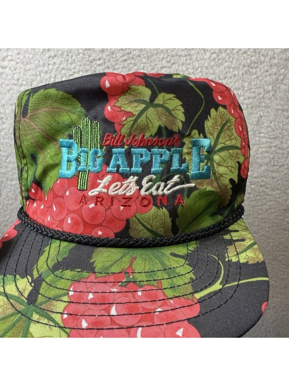 Bill Johnson's BIG APPLE Let's Eat Arizona Adjustable Rope Hat Cap Vintage
